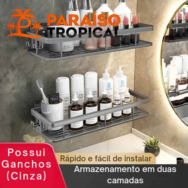 Prateleira autocolante de aço inox para banheiro / lavanderia