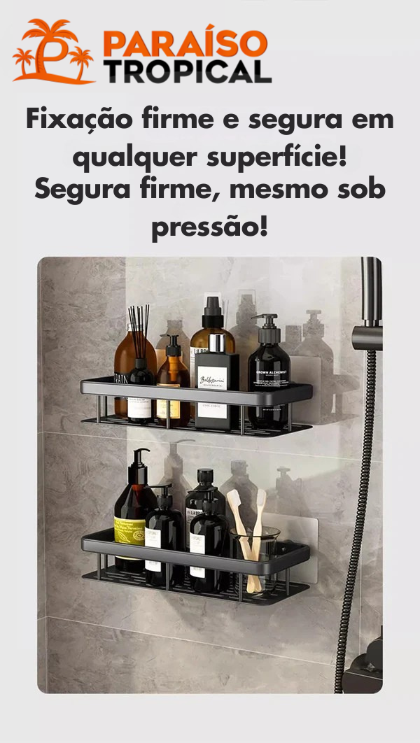 Prateleira autocolante de aço inox para banheiro / lavanderia