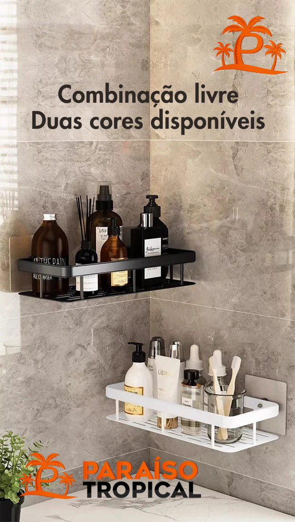Prateleira autocolante de aço inox para banheiro / lavanderia