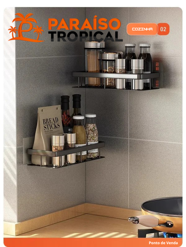 Prateleira autocolante de aço inox para banheiro / lavanderia
